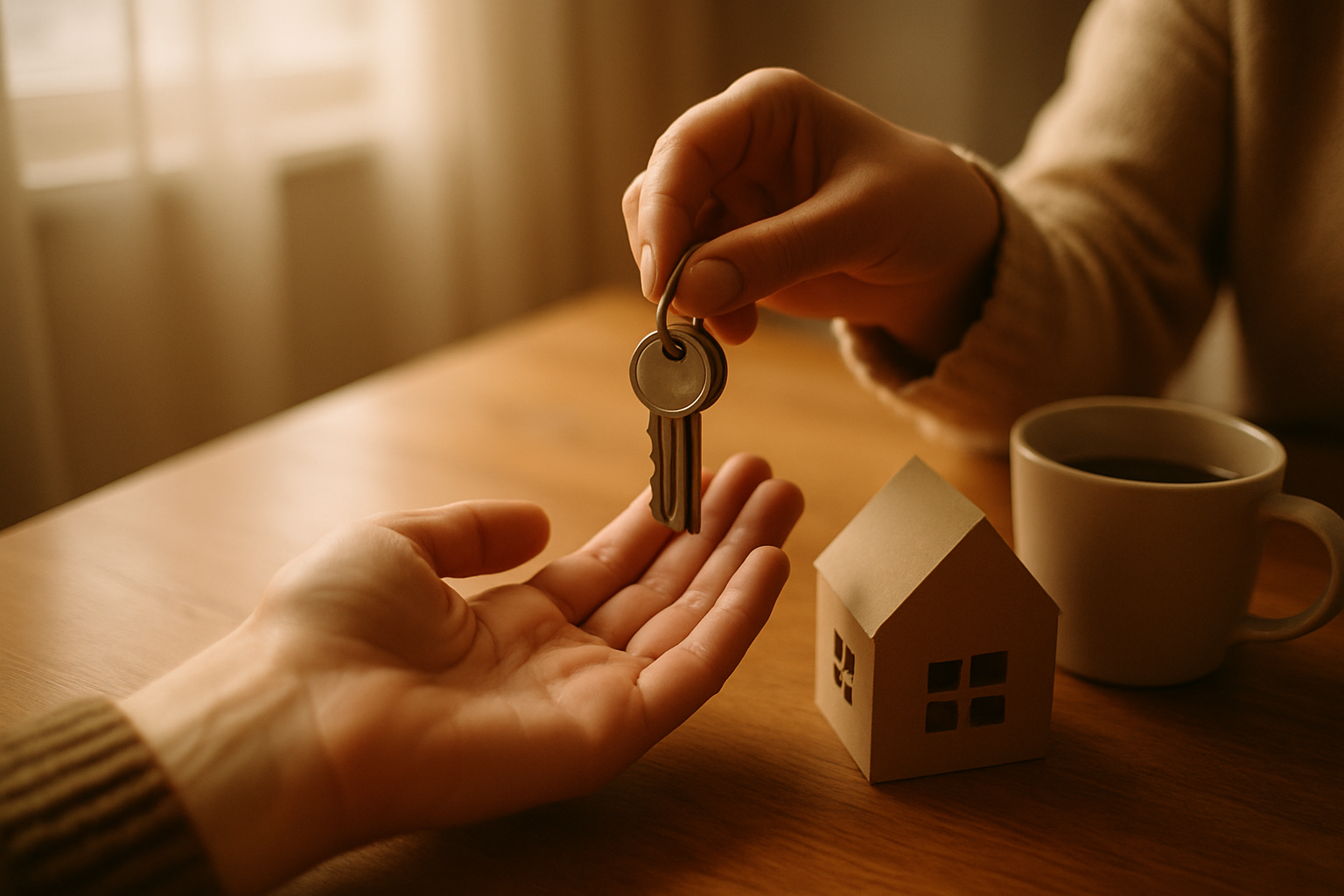Handing over house keys to first-time buyers